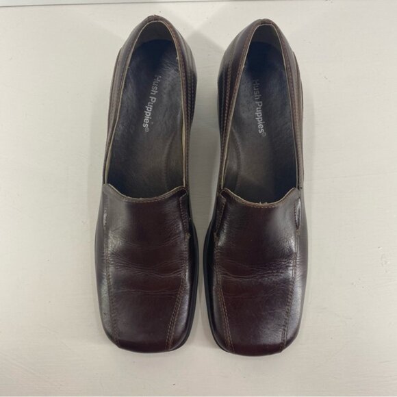 Hush Puppies Brown Leather Square Toe Heel women’s Size 8M - Picture 3 of 10